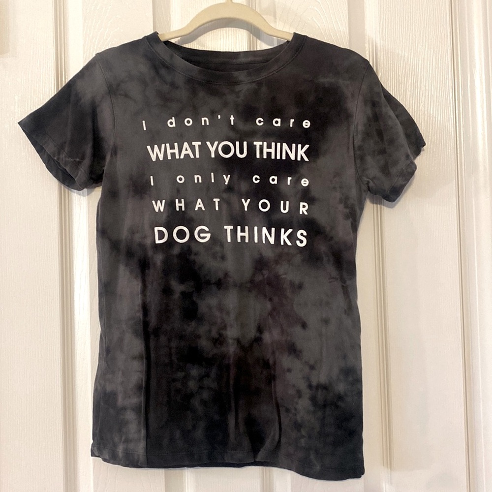 HOT TOPIC Tie Dye “I Only Care What Your Dog Thinks” Graphic T Shirt, SM